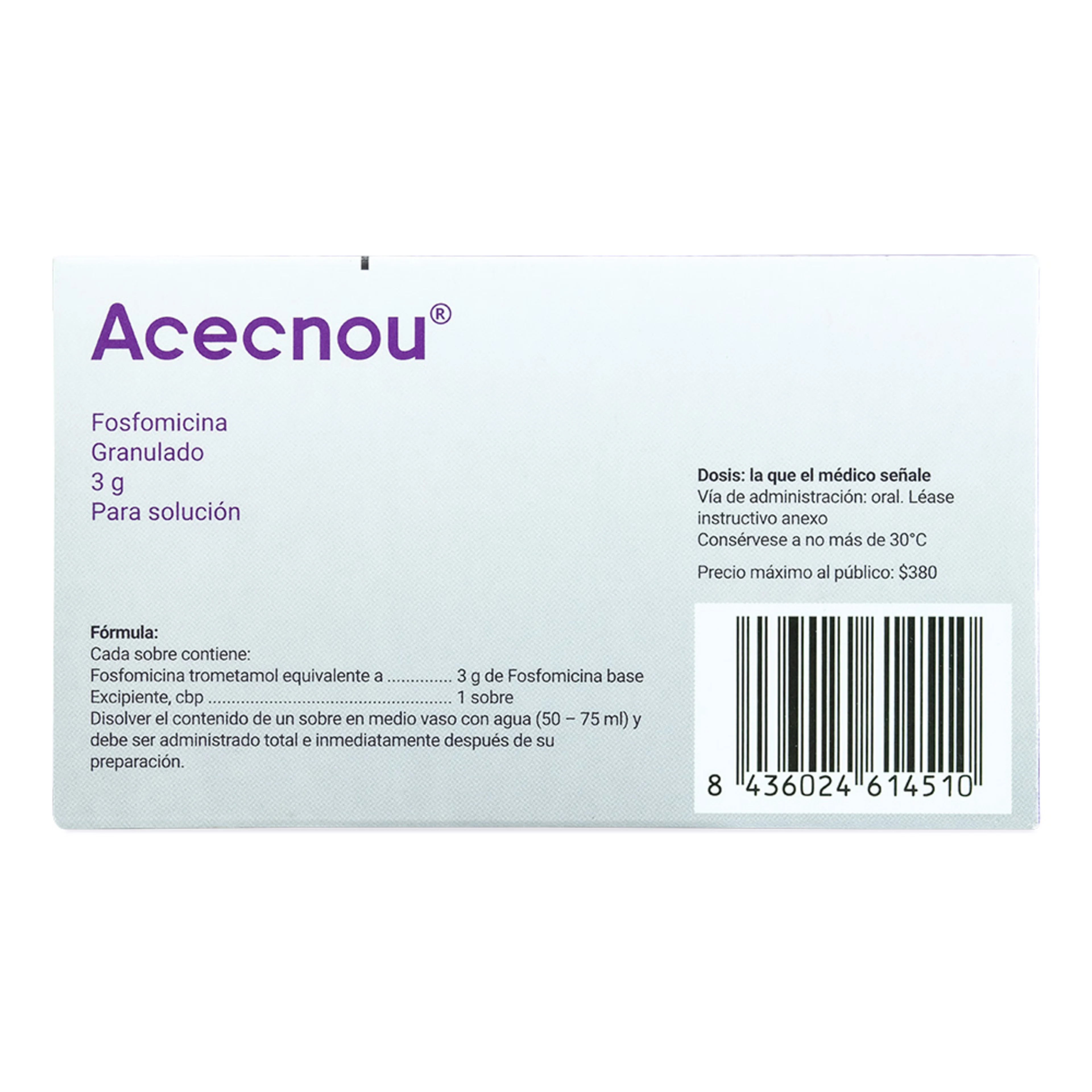 Acecnou Fosfomicina Trometamol Con 1 Sobre De 3 G