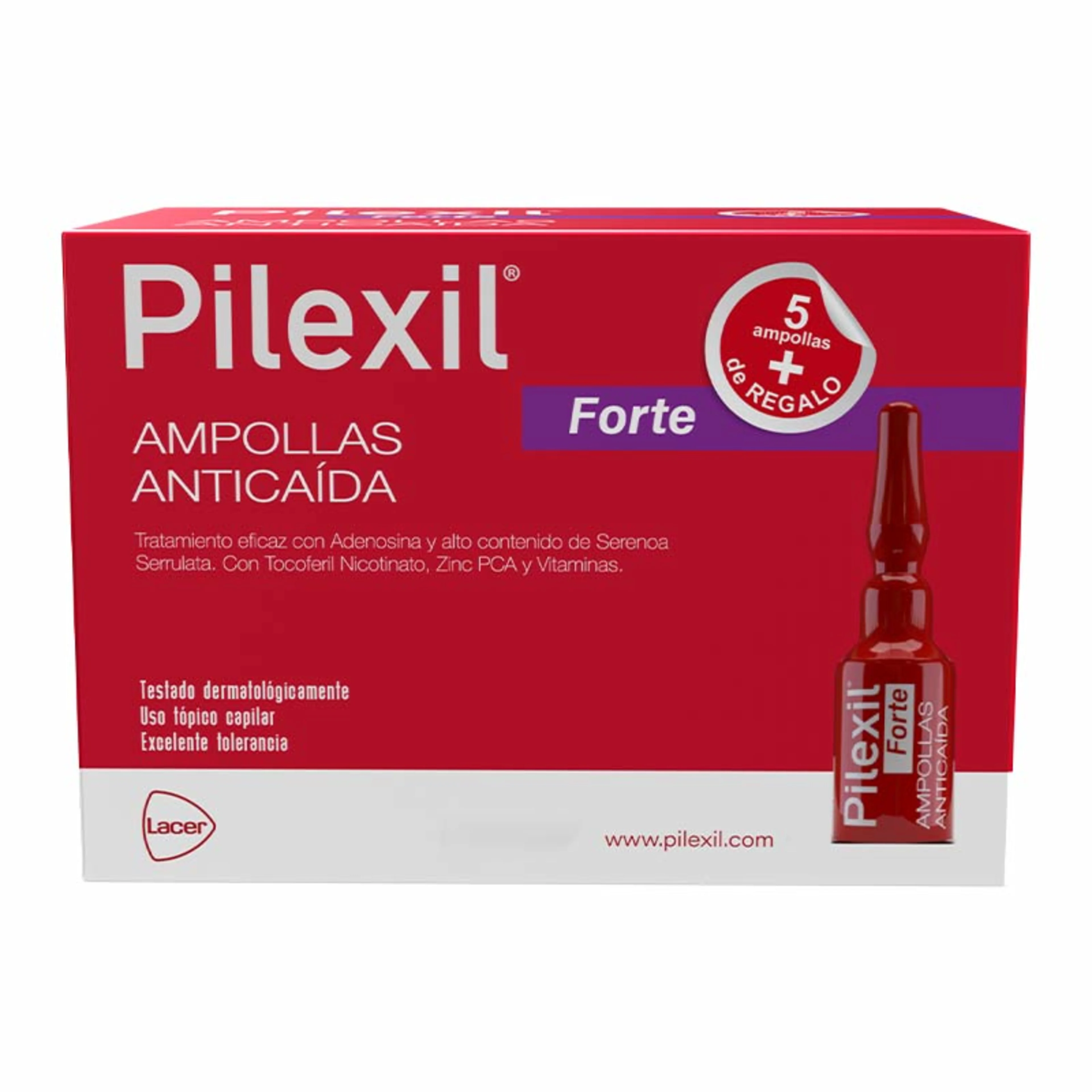 Pilexil Forte Adenosina, Serenda Serrulata Tratamiento Anticaída Con 15 Ampolletas
