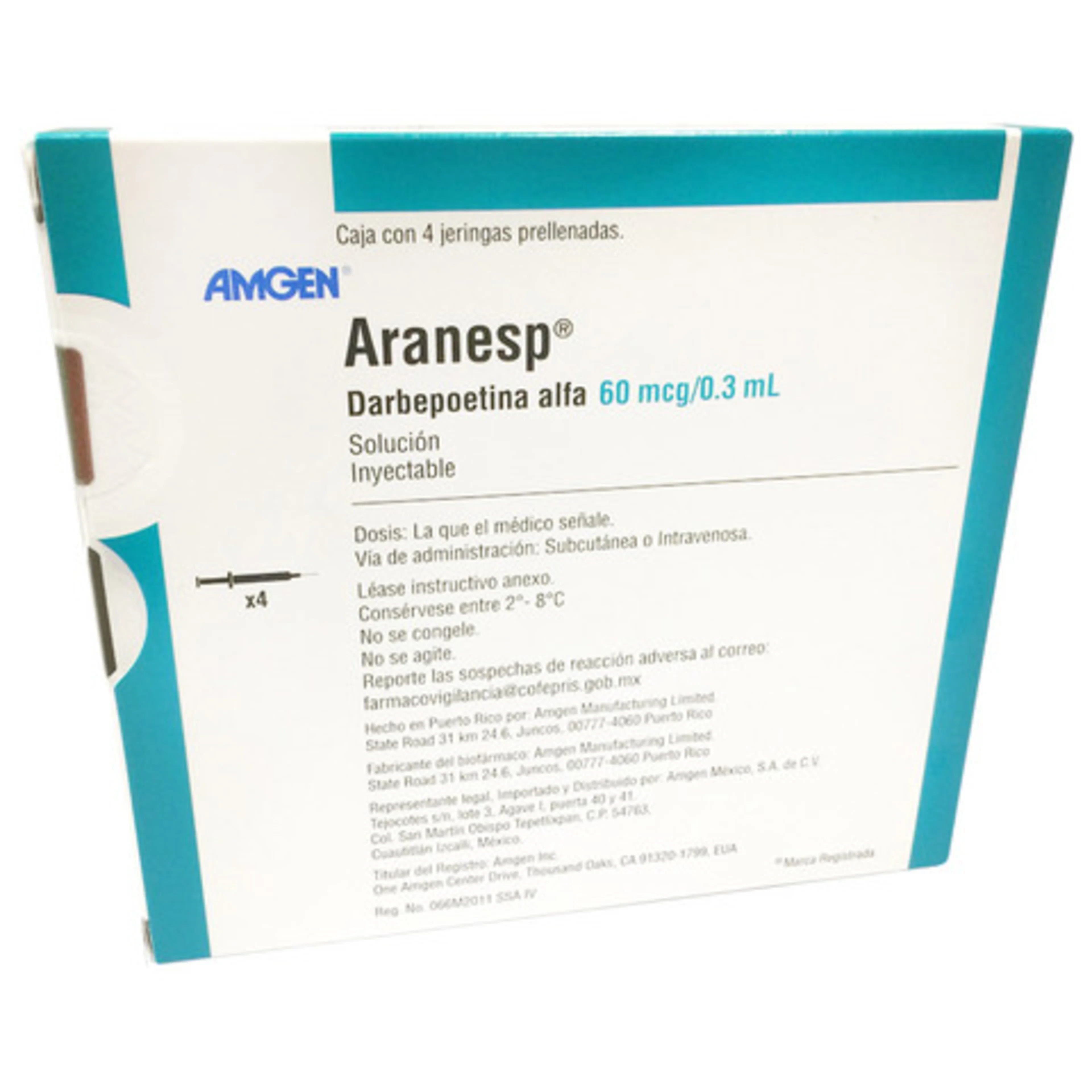 Aranesp 60 Mcg Con 4 Solución Inyectable