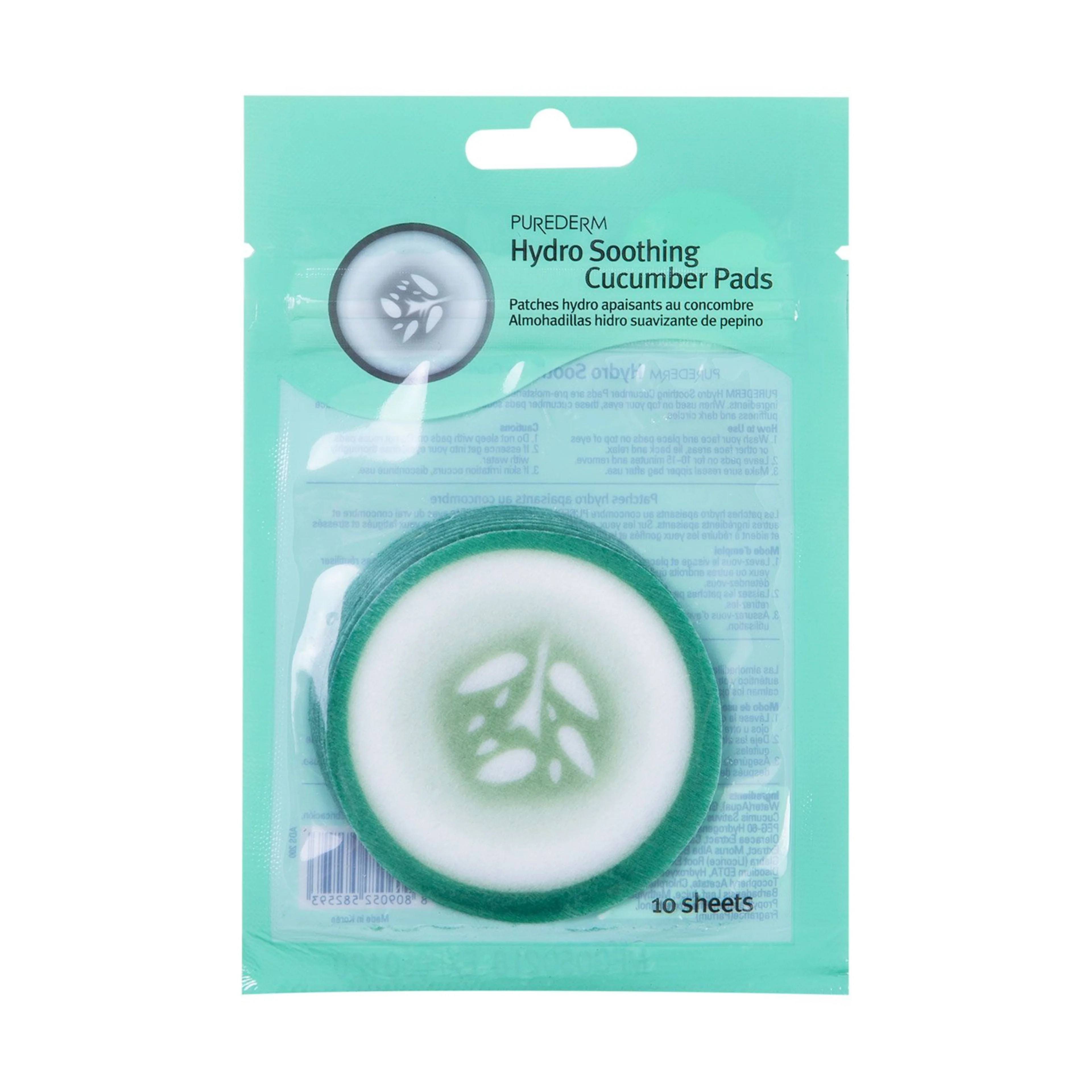 Purederm hydro soothing cucumber pads 10 sheet