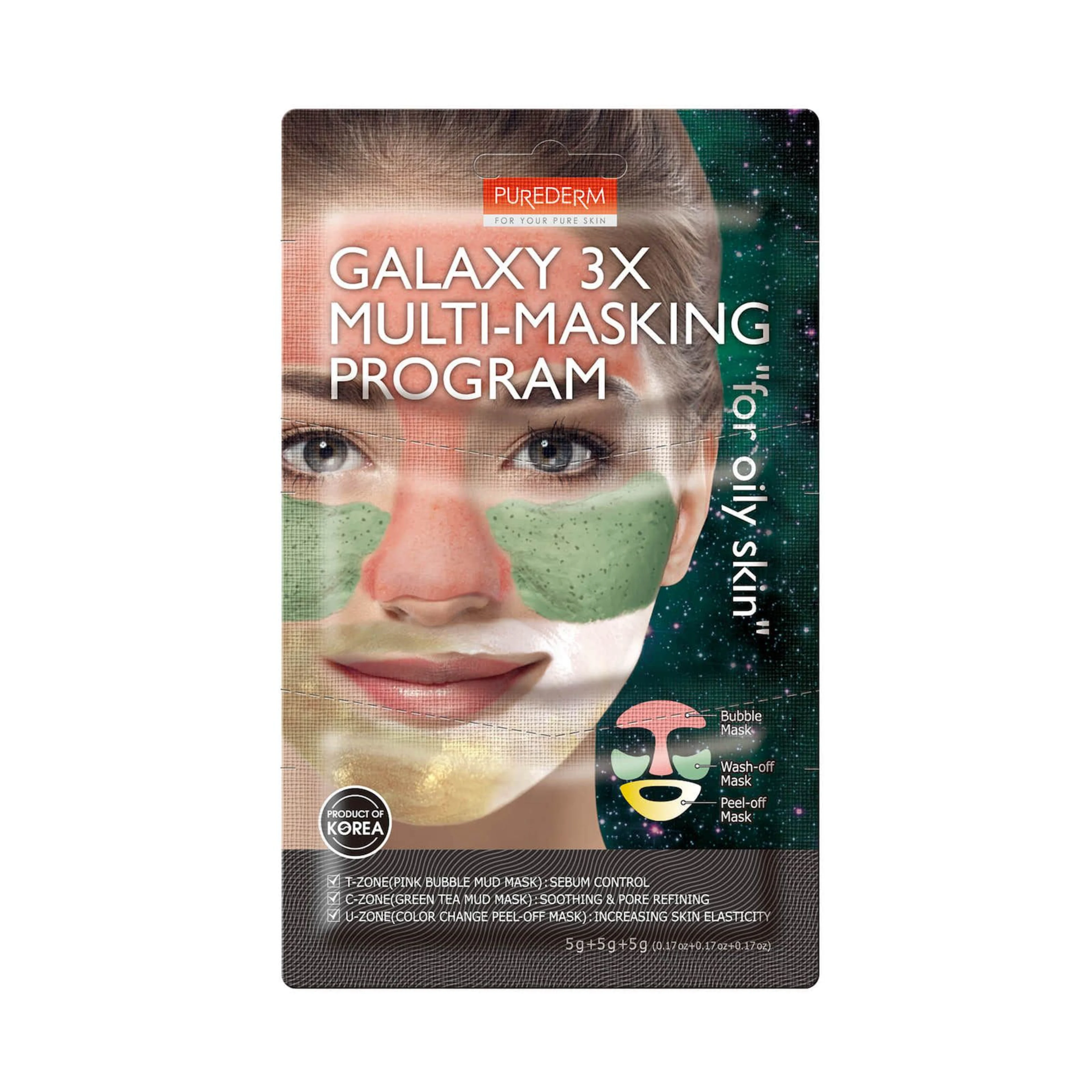 Purederm galaxy 3x multi-masking for oily skin 5g+