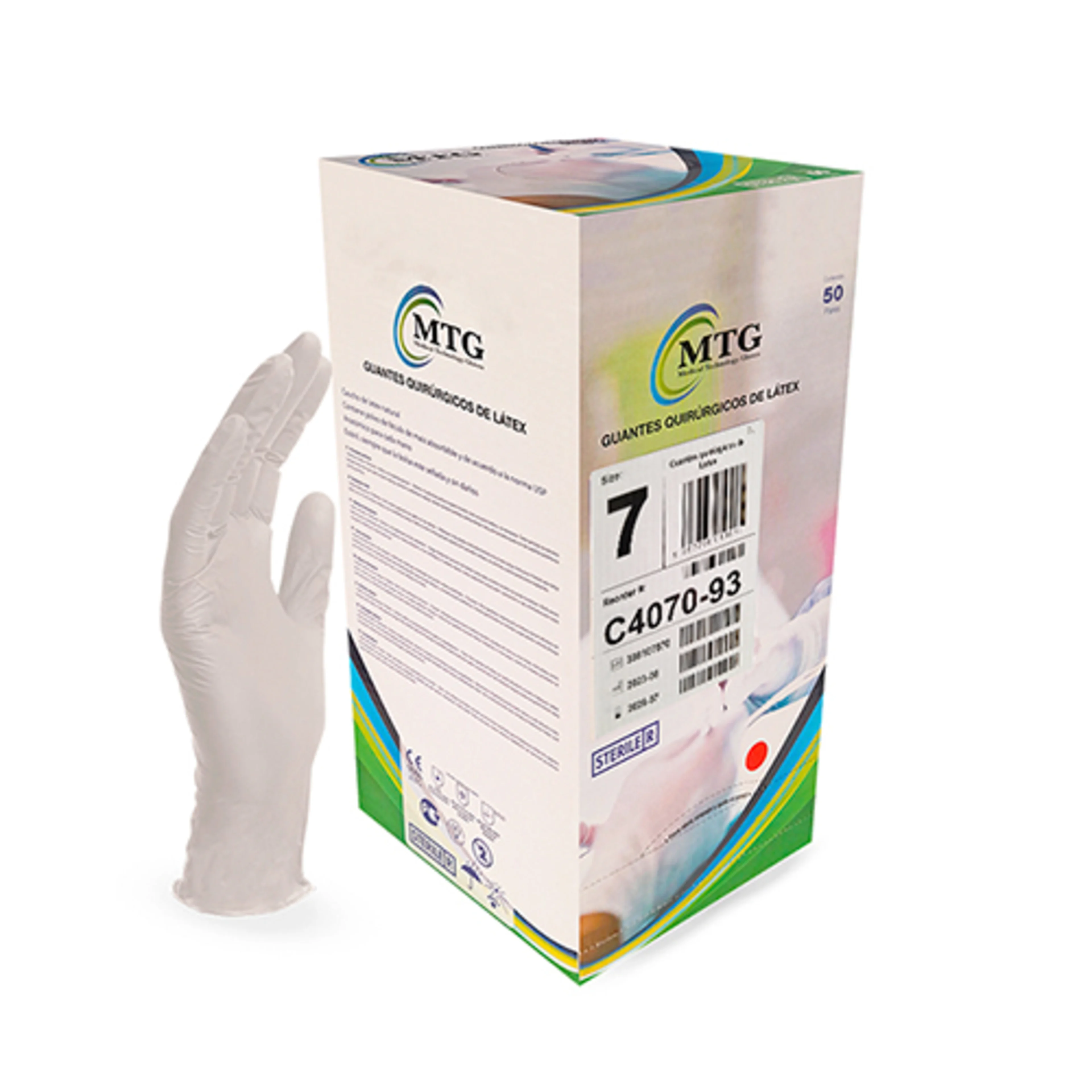Guante Quirúrgico Estéril De Látex Talla 7 Con 50 Pares