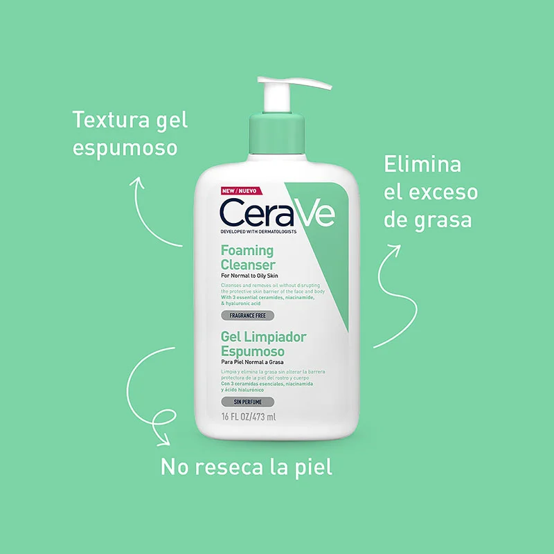 Comprar Cerave Gel Limpiador Espumoso Para Piel Normal A Grasa Sin Perfume 473 Ml