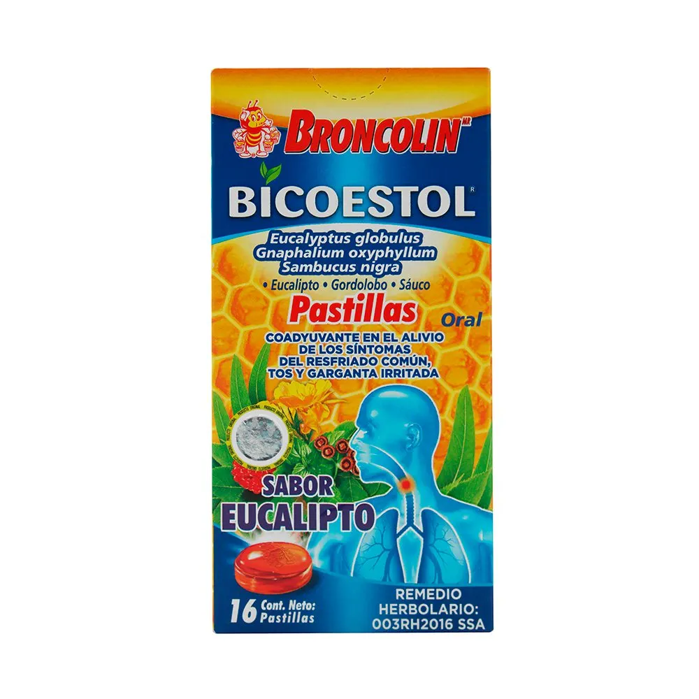 Comprar Broncolin Bicoestol Pastillas Sabor Eucalipto 16 Pastillas