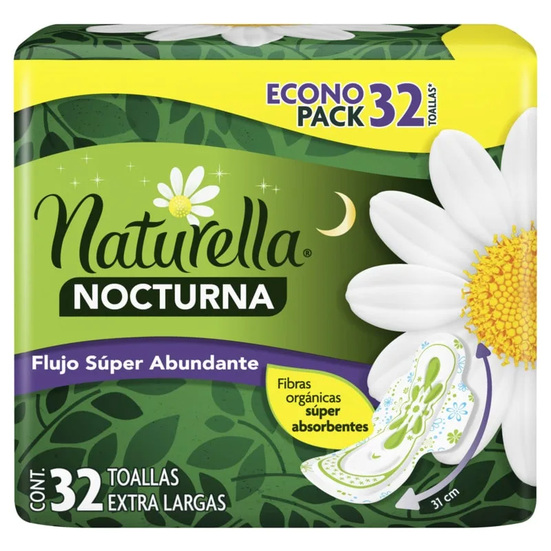 Comprar Naturella Cuidado Nocturno Fibras Orgánicas Toallas Sanitarias Con Alas Alas 32 Piezas