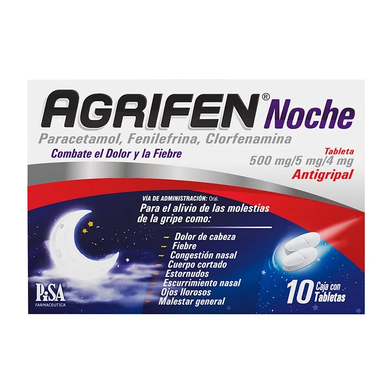 Comprar Agrifen Noche 500/25/5/4 Mg Con 10 Tabletas