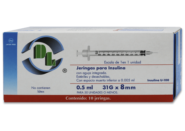 Comprar Dl Jeringa Para Insulina 31X8Mm Con 10 Piezas