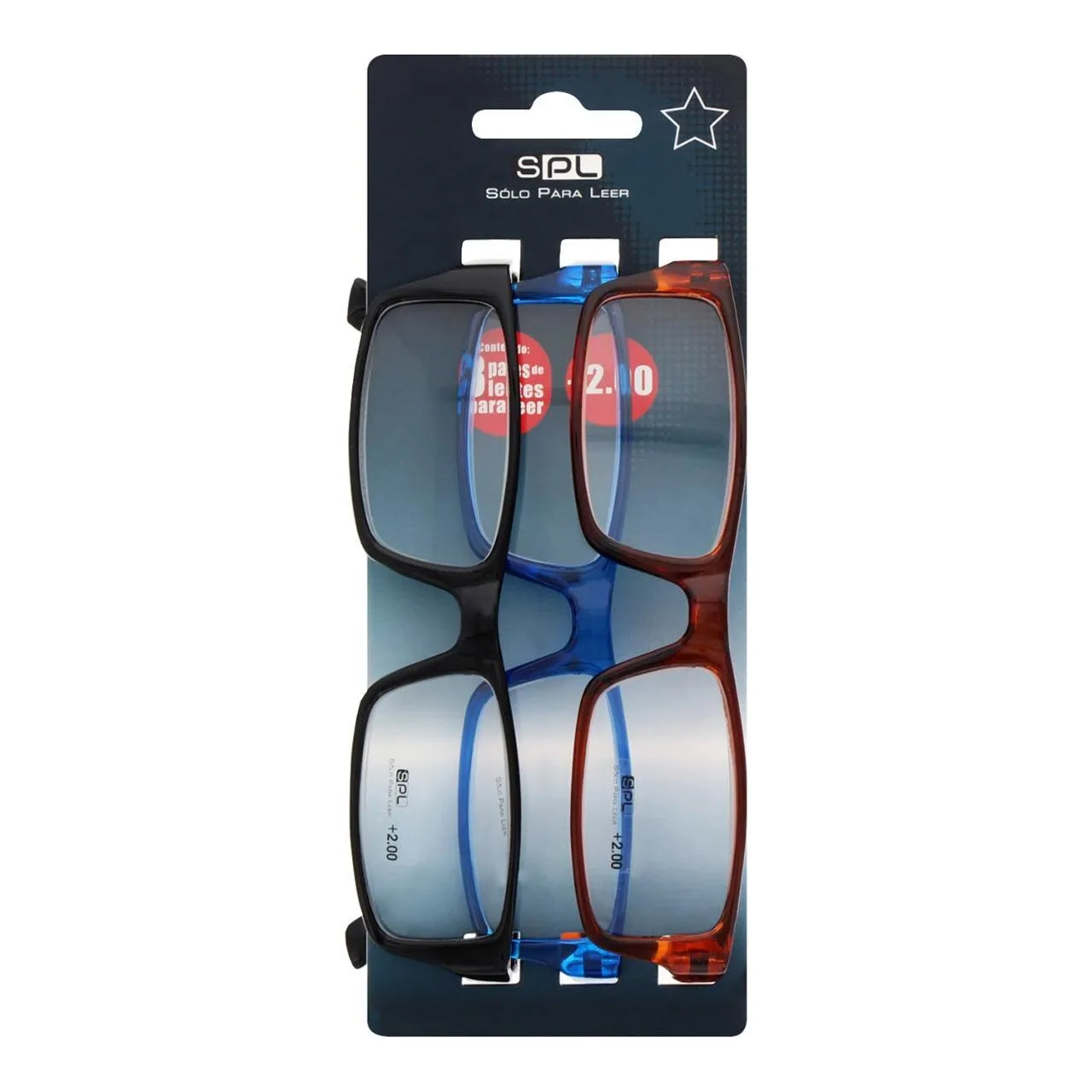 Comprar Lentes spl para lectura grad. +2.00 3 colores 3 pzas.