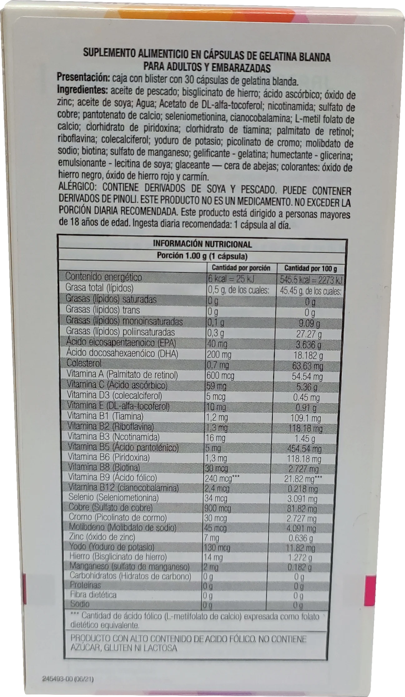 Feminís - multivitamínico en presentación de cápsulas