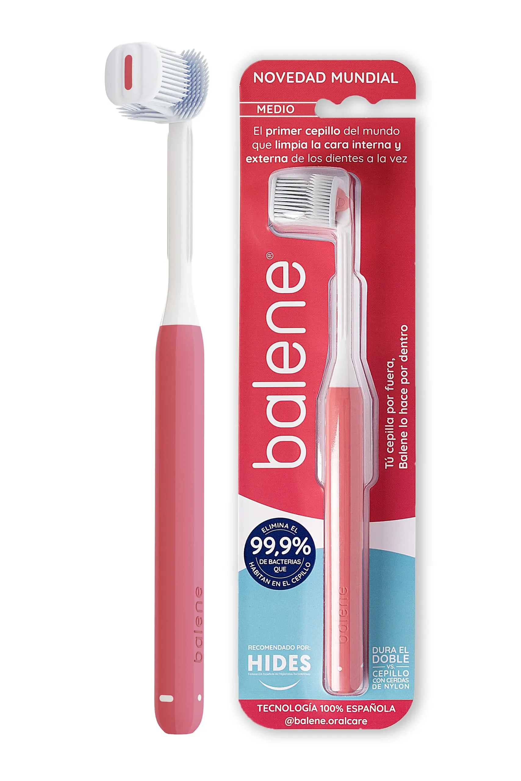 Comprar Balene Cepillo Dental Medio, Color Coral, 1 Pieza