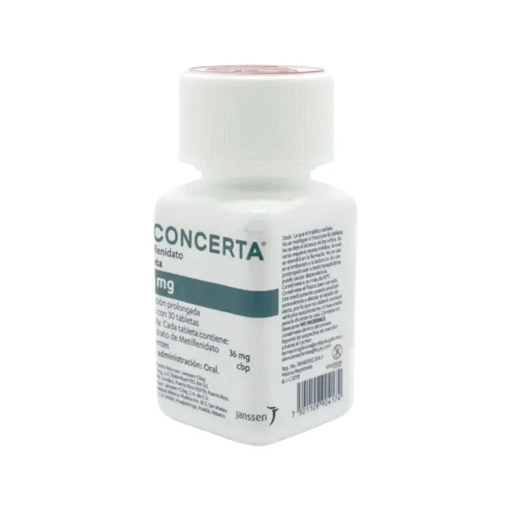Concerta 36 Mg Con 30 Tabletas (Metilfenidato clorhidrato)