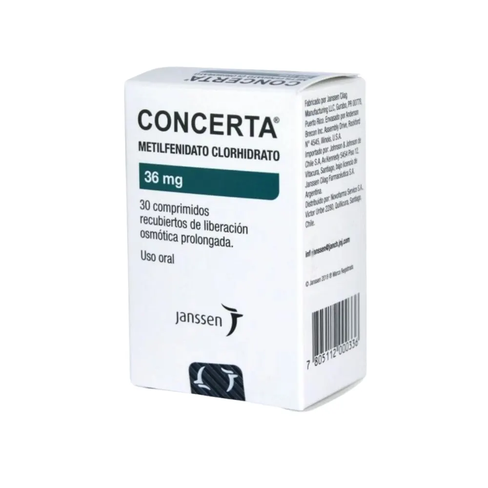 Concerta 36 Mg Con 30 Tabletas (Metilfenidato clorhidrato)