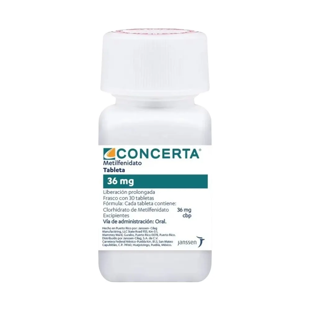 Concerta 36 Mg Con 30 Tabletas (Metilfenidato clorhidrato)