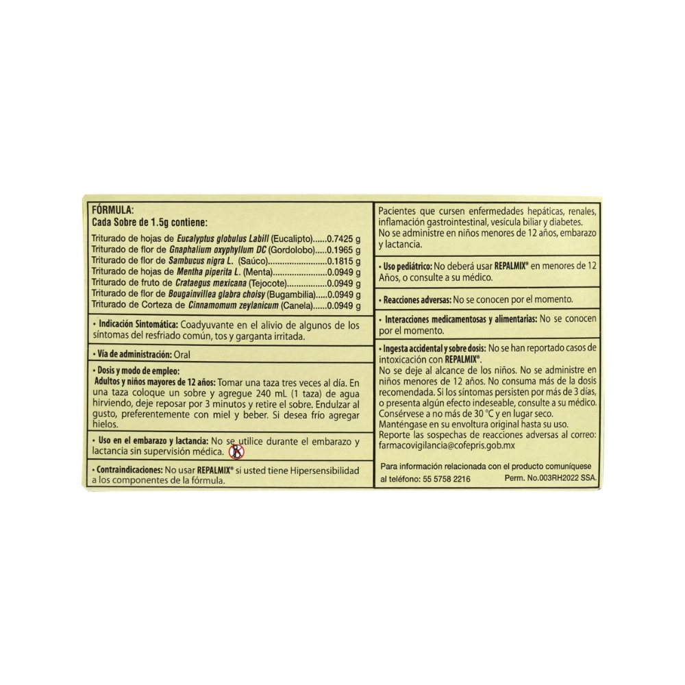 Broncolin Té Repalmix Con 25 Sobres De 1.5 Gr