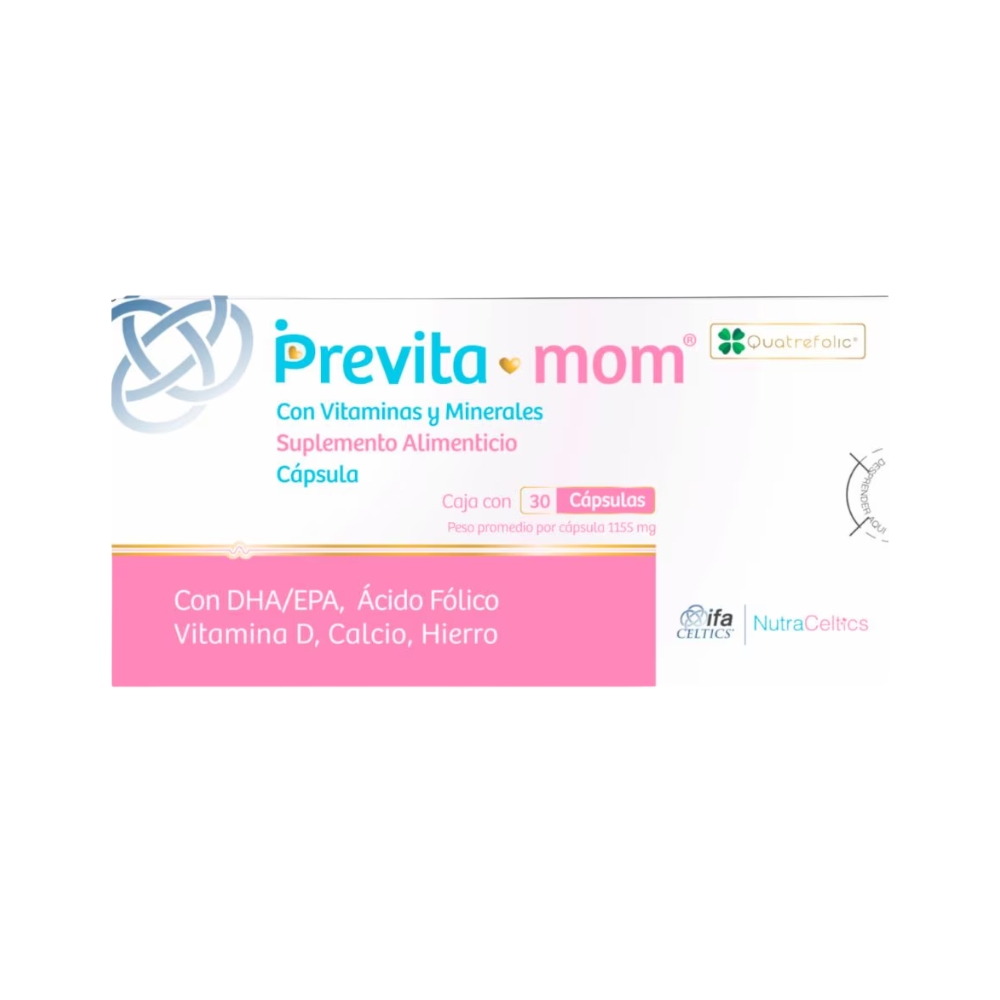 Previta-Mom (Multivitamínico Prenatal) 30 Cápsulas Suplemento