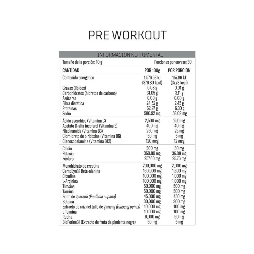 Pre-Workout Sabor Ponche De Frutas 300 Gr