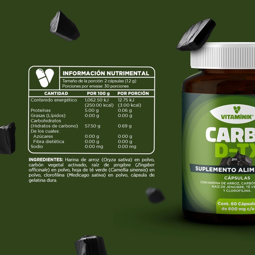 Carbo D-Tx 600 Mg Con 60 Cápsulas
