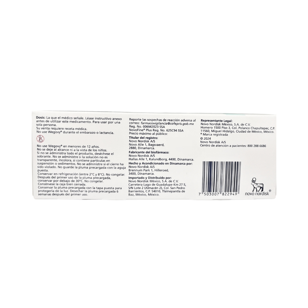 Wegovy Flextouch 0.25 Mg 1.5 Ml Con 4 Agujas