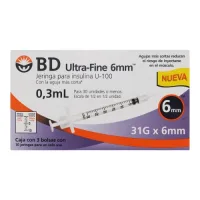 Bd Ultra-Fine Jeringa Para Insulina 31Gx6Mm 0.3 Ml 30 Jeringas