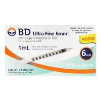 Bd Ultra-Fine Jeringa Para Insulina 31Gx6Mm 1 Ml 30 Jeringas