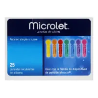 Lancetas Microlet de color con 25 piezas