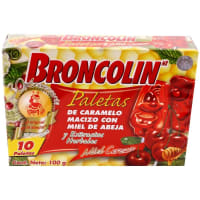 Broncolin Paleta Miel Sabor Cereza 10 Piezas