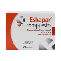 Eskapar Compuesto Metronidazol Nifuroxazida 200/600 Mg Con 20 Cápsulas