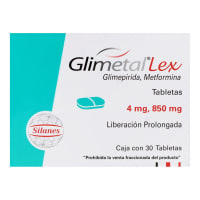 Glimetal Lex 4/850 Mg Con 30 Tabletas