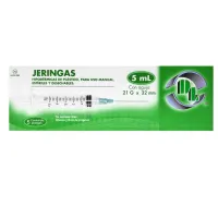 Dl Jeringa Hipodérmica De Plástico Estéril 5 Ml 21G X 32 Mm Con 5 Piezas