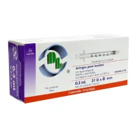 Dl Jeringa Para Insulina 0.3 Ml 31G X 6 Mm Con 10 Piezas