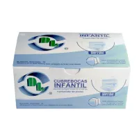 Dl Cubrebocas Tricapa Infantil Azul Con 50 Piezas