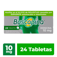 Buscapina 10 Mg Con 24 Tabletas Para Cólicos y Espasmos Abdominales