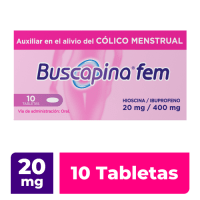 Buscapina Fem 10 Tabletas para Cólicos Menstruales con Hioscina e Ibuprofeno