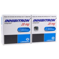 Inhibitron Omeprazol 20 Mg Con 7 Cápsulas Pack de 2