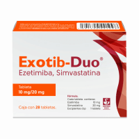 Exotib Duo 10 Mg / 20 Mg - Caja Con 28 Tabletas (Ezetimiba Y Simvastatina)
