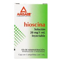 Hioscina 20 Mg Solución Inyectable 3 Ampolletas De 1 Ml
