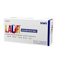 Laur Ampicilina Clorfenamina Guaifenesina Lidocaína Metamizol Sódico 500/500/100/30/4 Mg Con 3 Frascos Ámpula