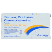 Tiamina/Piridoxina/Cianocobalamina con 30 Tabletas