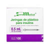 Sensi Medical Jeringa Para Insulina De 31X6Mm Para 0.5 Ml Con 100 Piezas