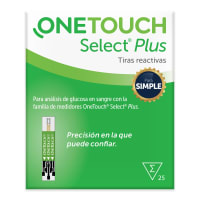 Tiras Reactivas Onetouch Select Plus con 25 unidades