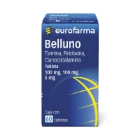 Belluno Tiamina, Piridoxina, Cianocobalanina 100 Mg 100 Mg 5 Mg Con 60 Tabletas