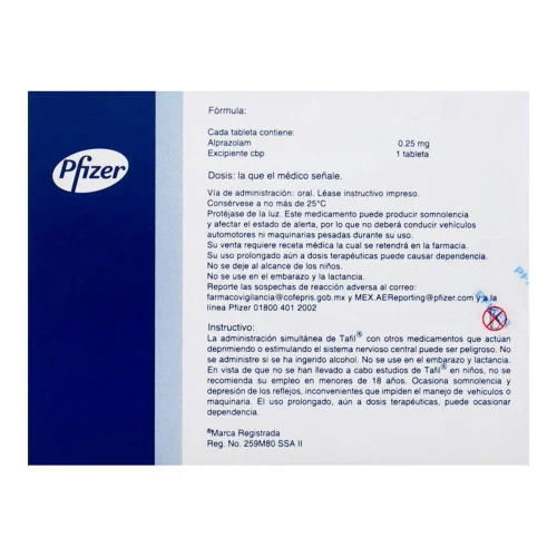 Tafil 0.25 Mg Con 90 Tabletas