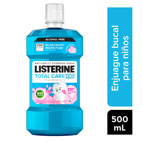Enjuague Bucal Niños Listerine Total Care Kids Bubble Blast Sin Alcohol 500Ml