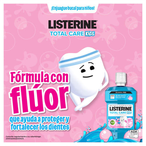 Enjuague Bucal Niños Listerine Total Care Kids Bubble Blast Sin Alcohol 500Ml