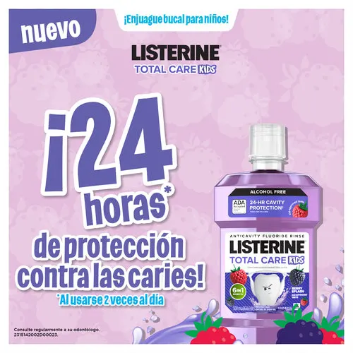 Enjuague Bucal Niños Listerine Total Care Kids Berry Sin Alcohol 500Ml