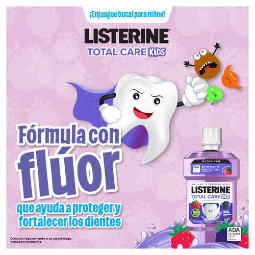 Enjuague Bucal Niños Listerine Total Care Kids Berry Sin Alcohol 500Ml