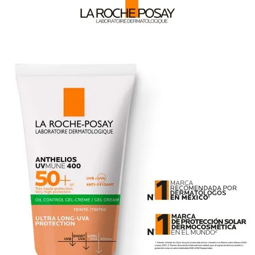 La Roche Posay Protector Solar Gel Anthelios SPF 50 Toque Seco Color 50 ml  - Farmacias Patagónicas