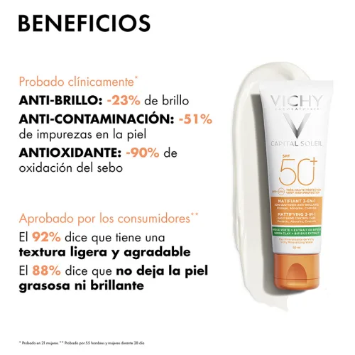 Comprar Vichy Protector Solar Anti-Brillo Capital Soleil Matificante 3En1 Fps 50+