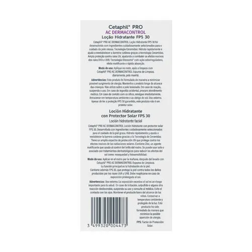 Cetaphil Pro Ac Dermacontrol Loción Hidratante Facial Con Fps 30 118 Ml