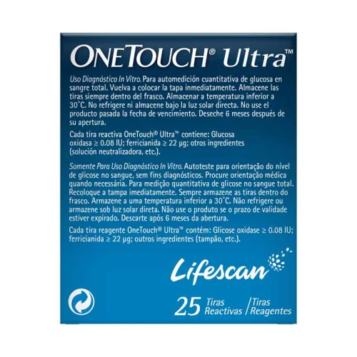 Tiras reactivas OneTouch Ultra con 25 piezas